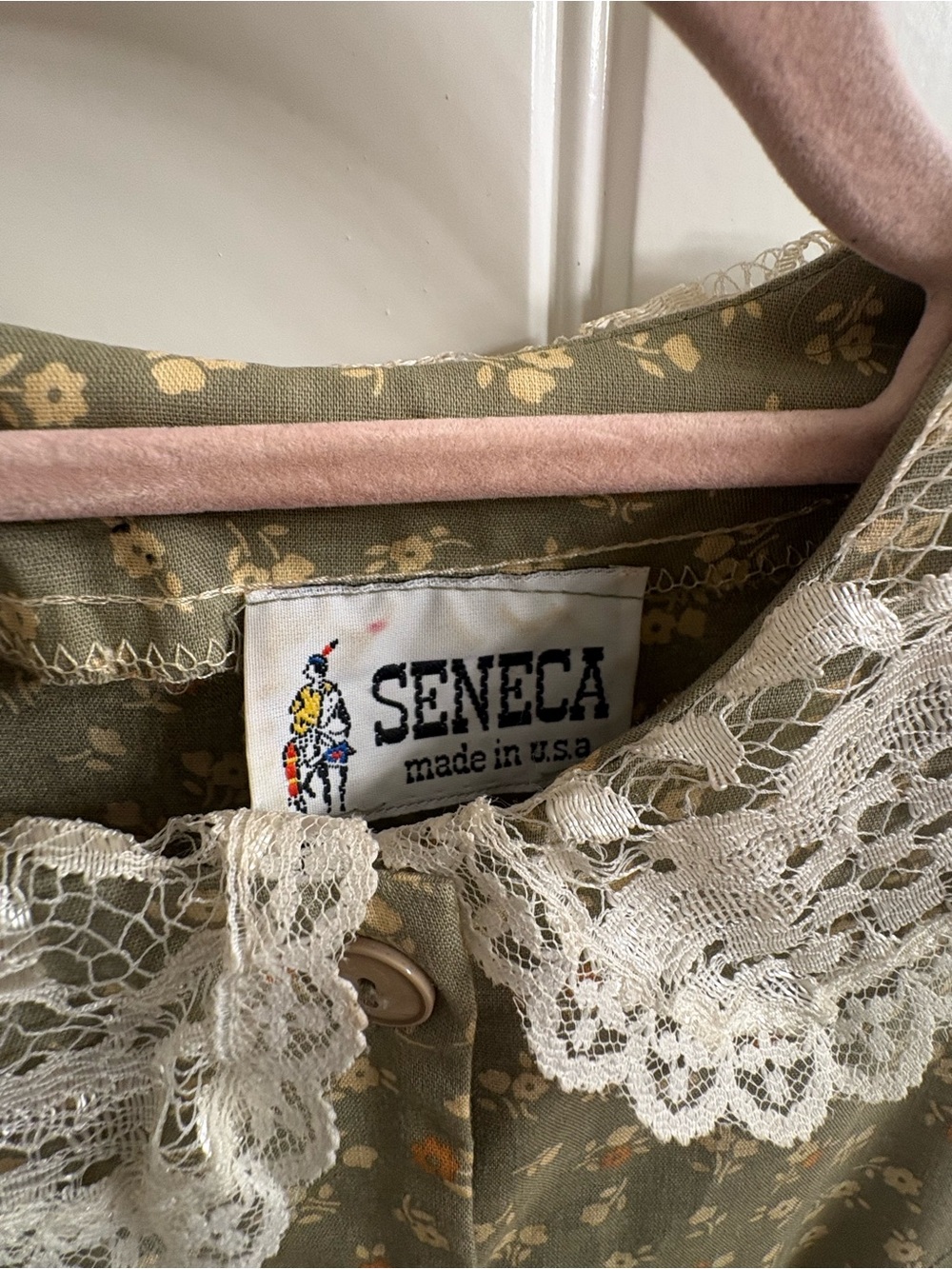 Seneca Vintage Mid Century Style Sage Floral Prairie Tea Dress S/M ? Bustle Back - Picture 4 of 12